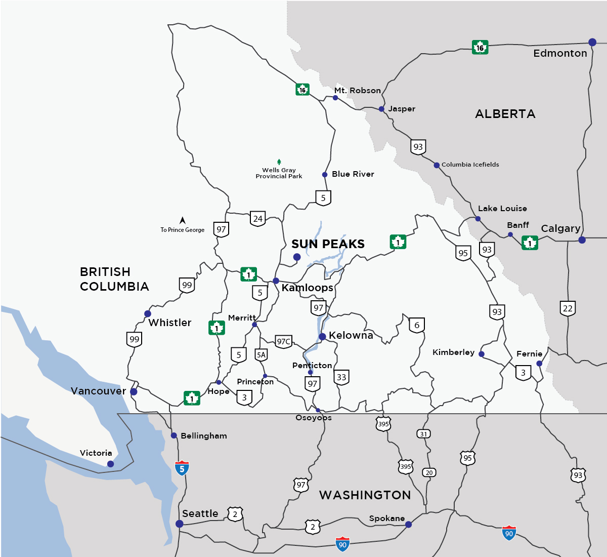 Map showing Alder Estates in relation to Sun Peaks Village, roads, trails and resort amenities