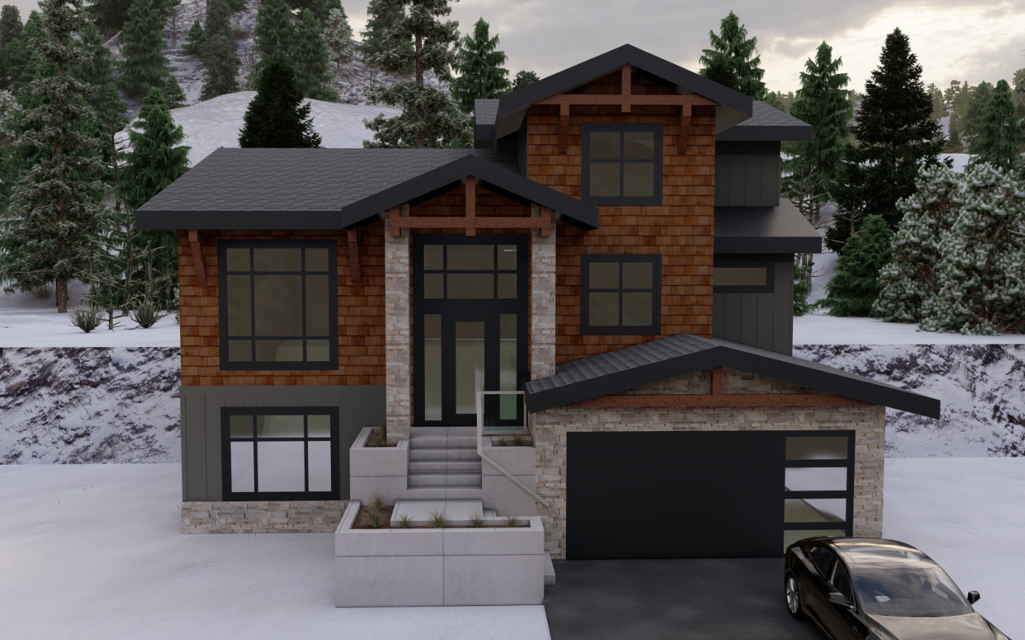 Custom mountain home rendering at Alder Estates