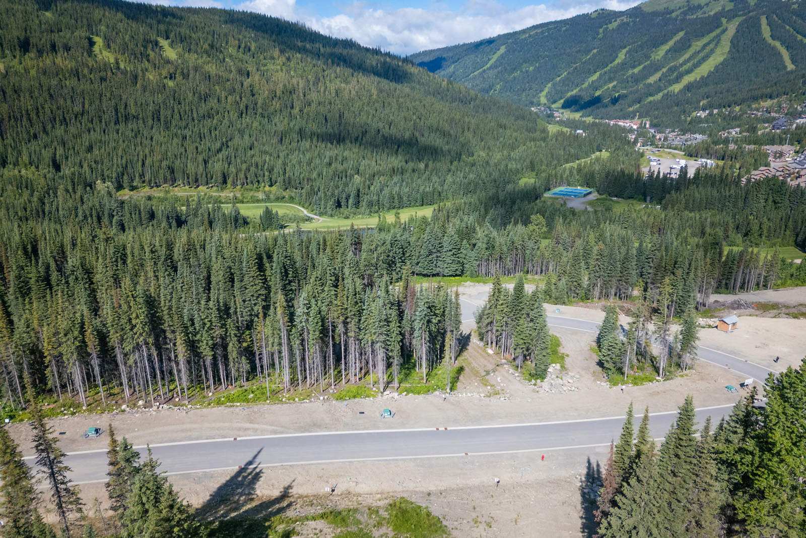 Drone view of Lot 11 at Alder Estates in Sun Peaks
