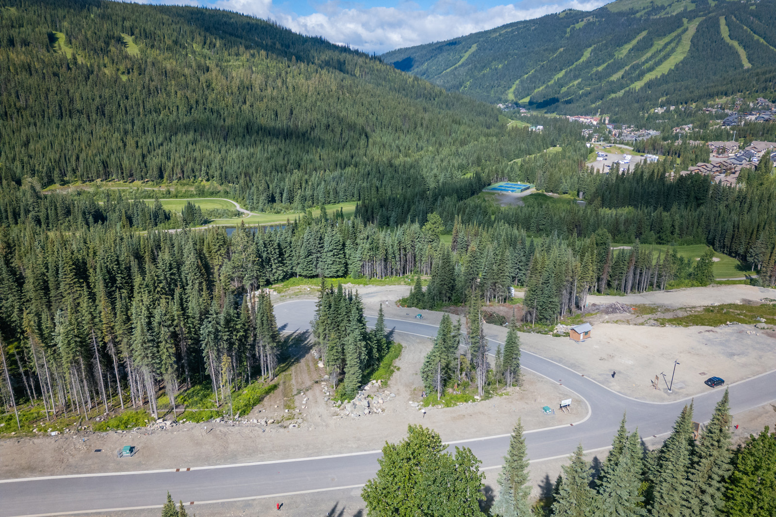 Drone view of Lot 12 at Alder Estates in Sun Peaks