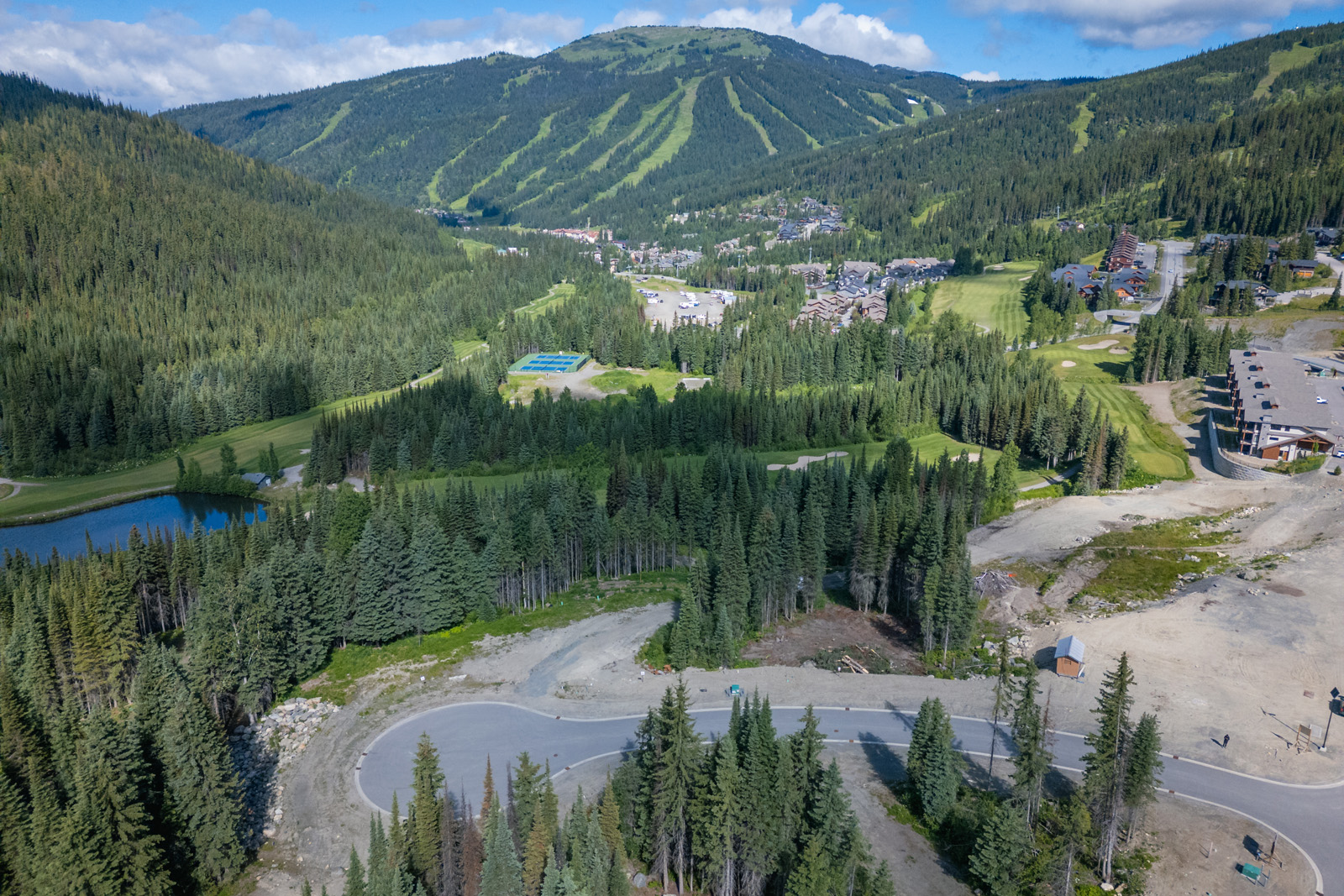 Drone view of Lot 13 at Alder Estates in Sun Peaks