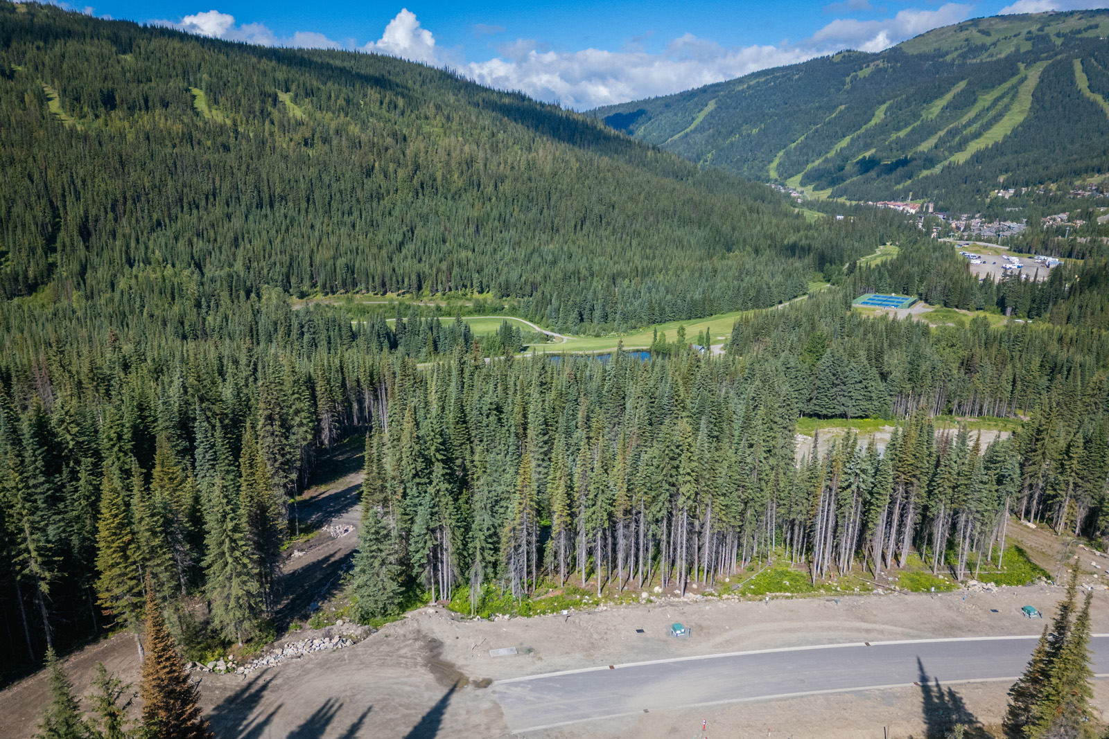 Drone view of Lot 8 at Alder Estates in Sun Peaks