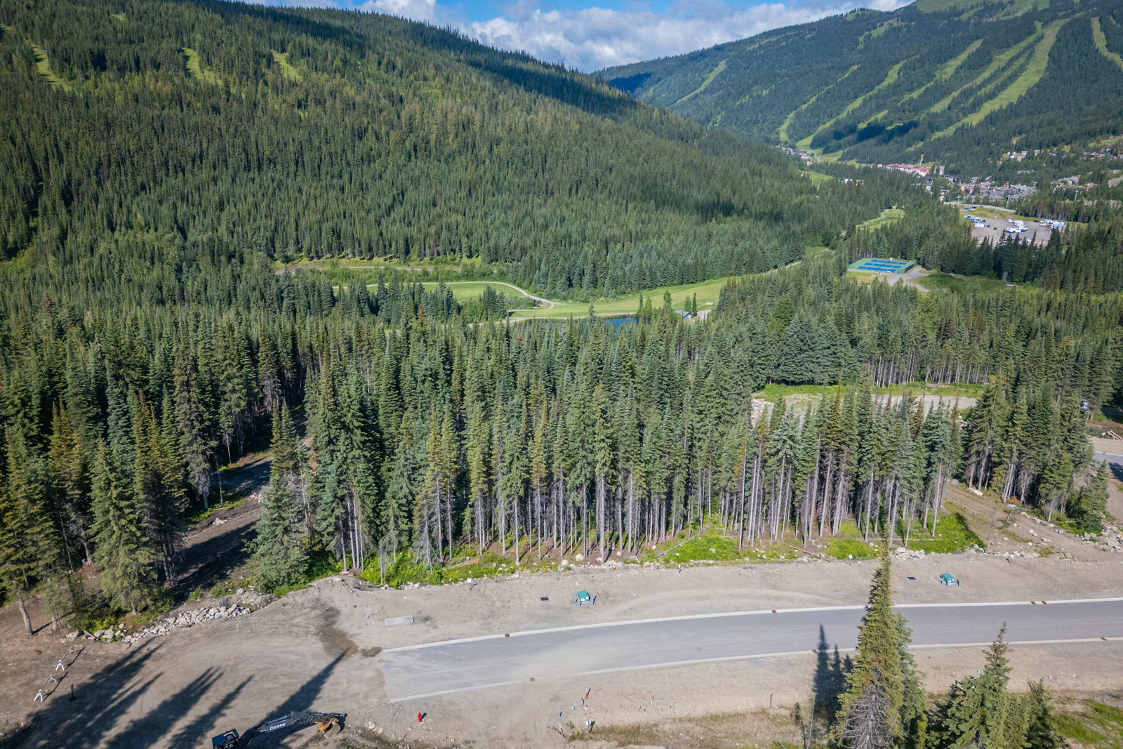 Drone view of Lot 9 at Alder Estates in Sun Peaks